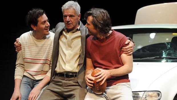 Colin Friels as Willy Loman in Death of a Salesman, with Hamish Michael and Patrick Brammall.