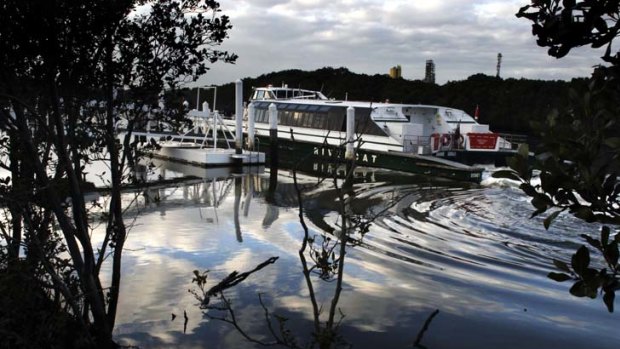 Rivercat ferry service to Parramatta leaves Rydalmere wharf.