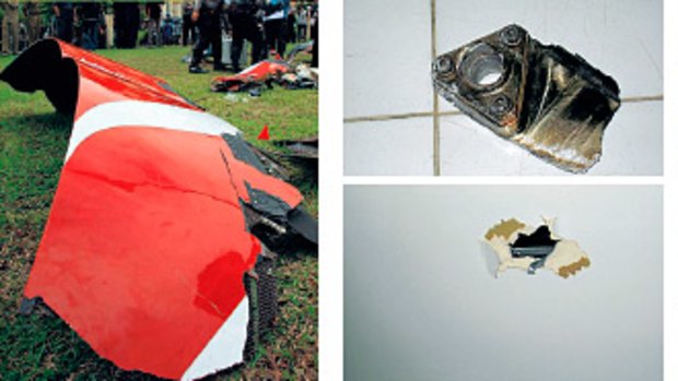 An engine casing that fell on Batam, and a piece of debris that fell through the roof of Elsadai school.