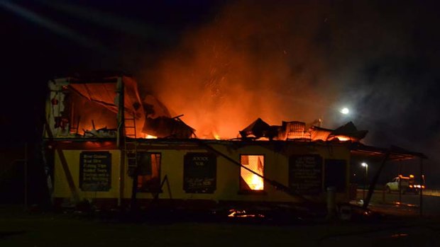 Fire tears through the Burketown Pub.