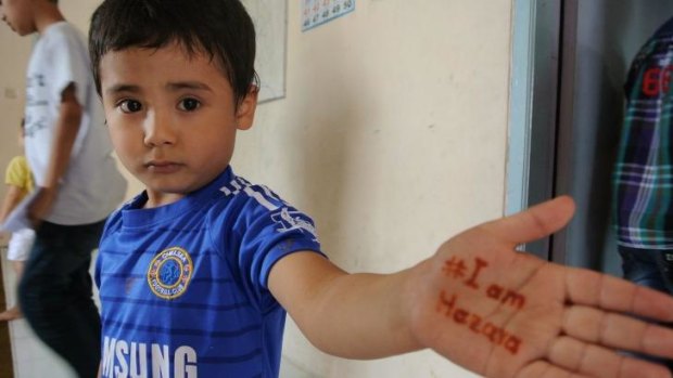 A child at the asylum seekers' new learning centre.