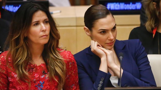 Patty Jenkins, left, director of the new Wonder Woman movie, and its star, Gal Gadot, appeared at the UN.