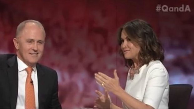 Lisa Wilkinson talks with Malcolm Turnbull on Q&A.