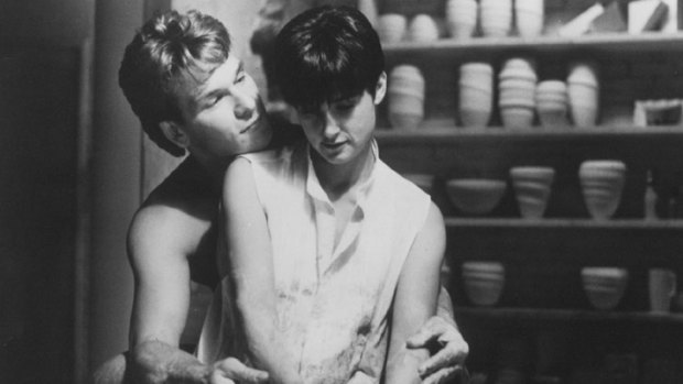 The famous pottery scene from the movie <i>Ghost</i>, starring Patrick Swayze and Demi Moore.