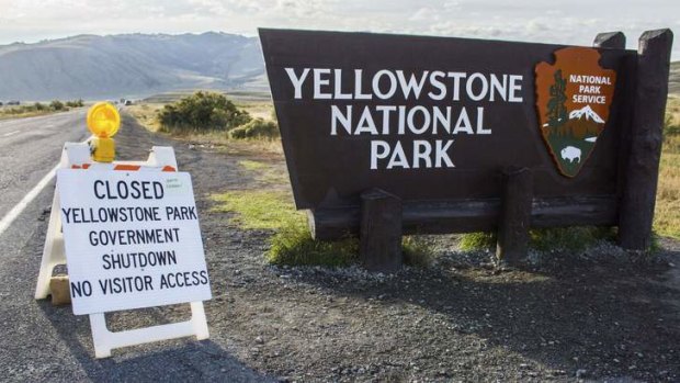 Access denied: A sign announces the closure of the Yellowstone National Park on October 2.