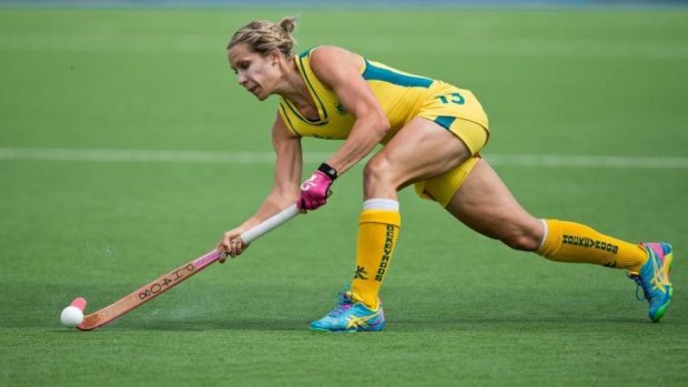 Canberra's Edwina Bone playing for the Hockeyroos in last year's Champions Trophy final in Argentina.