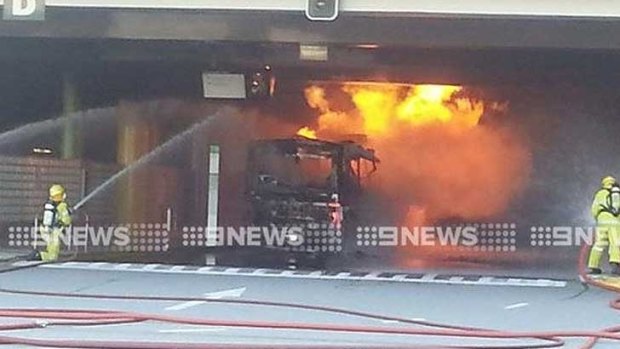 Firefighters tackle the bus blaze at The Esplanade 