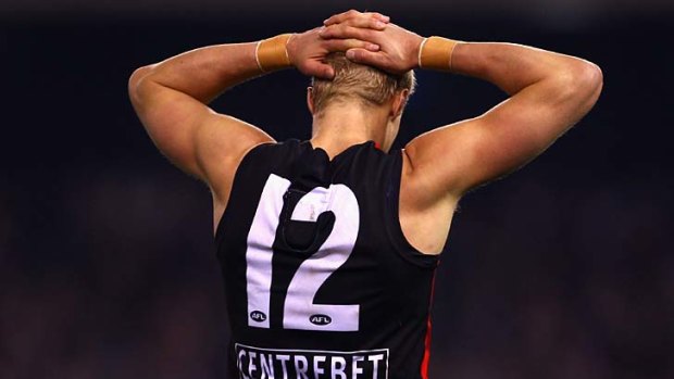 Frustrated: St Kilda's Nick Riewoldt last week during the game against Collingwood.