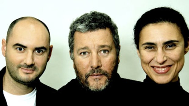 From left, Eugeni Quitlet, Philippe Starck and Jasmine Starck.