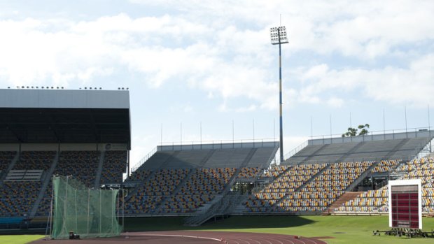 The Queensland Sports and Athletics Centre at Nathan in Brisbane, previously known as QEII Stadium and ANZ Stadium.