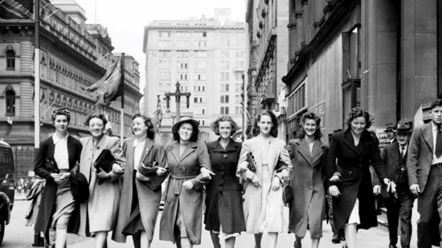 Sowing the seeds for the women's liberation movement of their daughters' and granddaughters' generations ... members of the Women's Land Army in Martin Place in 1942.