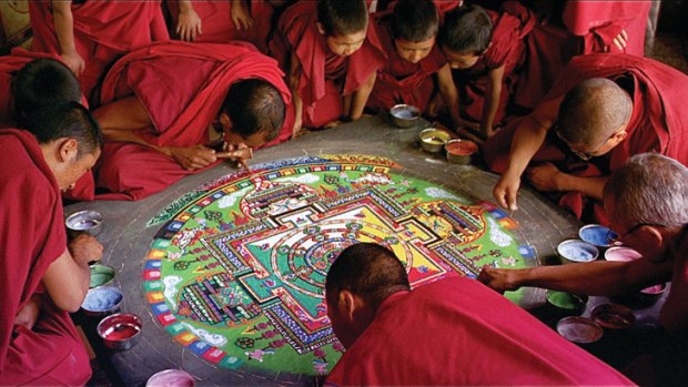 Buddhist monks create a mandala out of grains in wordless documentary <i>Samsara</i>, a successor to cult hit <i>Baraka</i>.