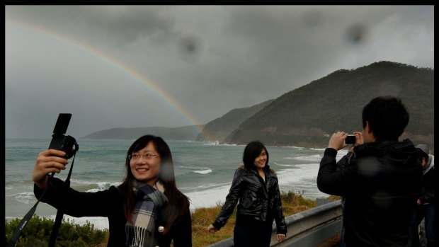 Chinese tourists visit Victoria's Great Ocean Road.