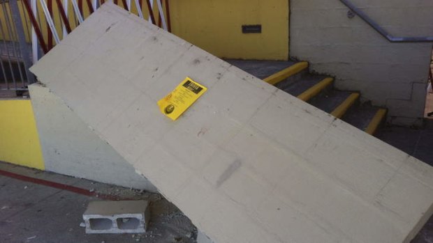 The wall that collapsed at Nagle College, Blacktown, injuring three schoolgirls.