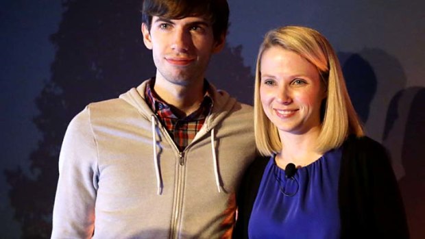 Big bucks: Tumblr CEO David Karp and Yahoo! CEO Marissa Mayer.