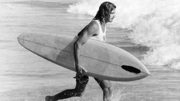 Michael Peterson takes to the waves during the 1970s.