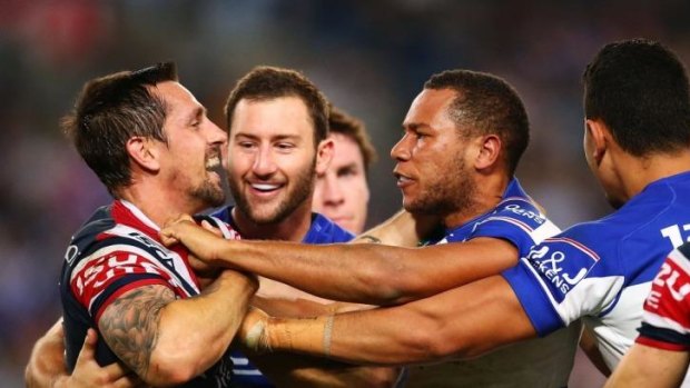 Smile's back: Mitchell Pearce was back on the field and in the winner's circle for the Roosters.