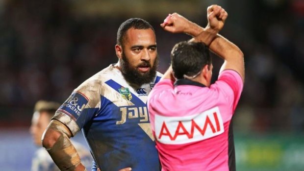 Sam Kasiano of the Bulldogs is placed on report.