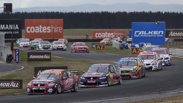Cruise control: Fabian Coulthard powered to victory at the Tasmania 365 event at Symmons Plains on Saturday.