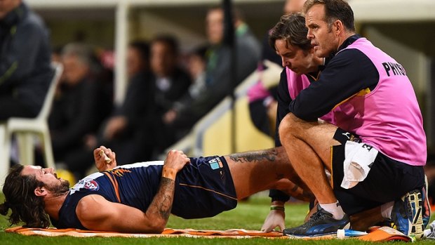 Fangs for nothin': Chris Masten injures his hamstring and dents West Coast's finals chances.