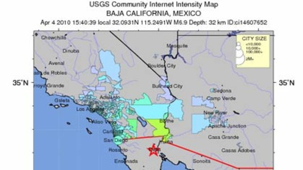 A USGS map of the location of the quake in Mexico.