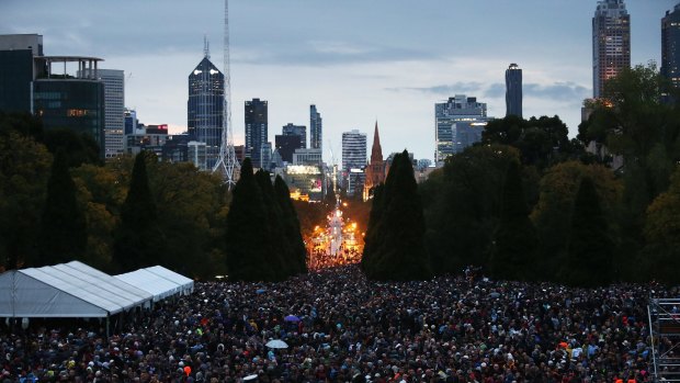 Tens of thousands attended the Shrine's Anzac service.