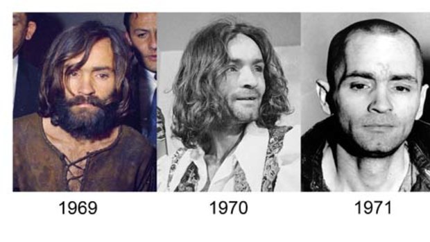 This combination of photographs shows how Charles Manson has looked over the years from 1969 up to the most recently released photo last year.