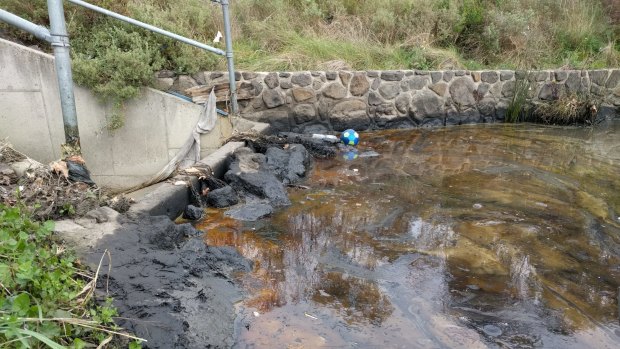 Oil dumped into Melbourne's stormwater system.