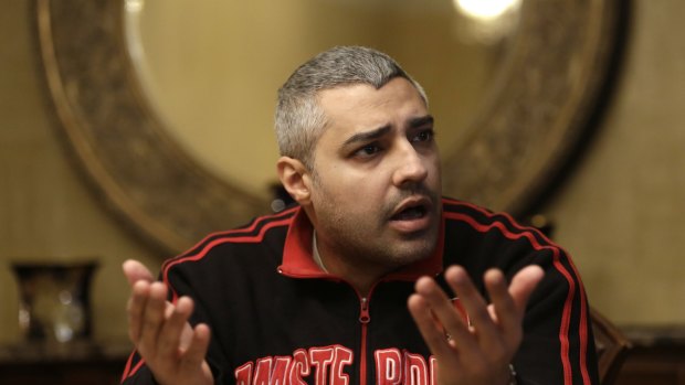 Canadian-Egyptian Al-Jazeera English journalist Mohamed Fahmy speaks in Cairo on Thursday.