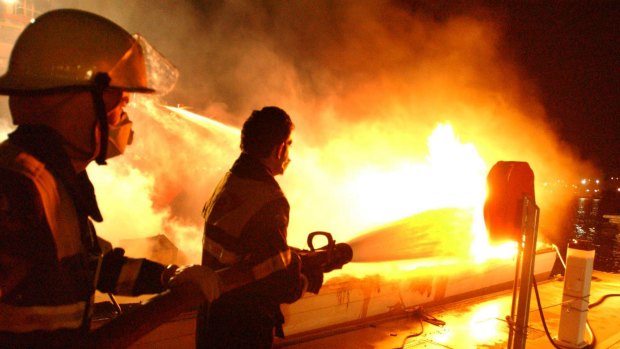 Fire crews fight a blaze.