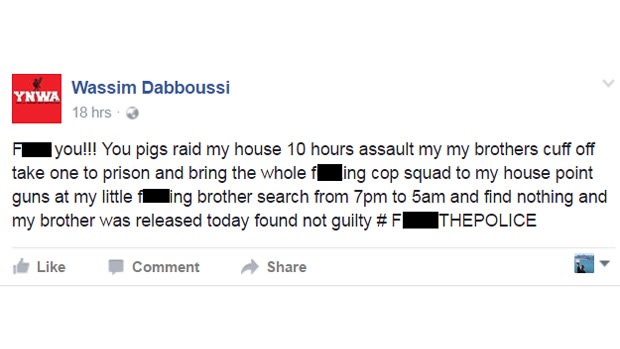 Wasim Dabboussi takes aim at the police over the raids.