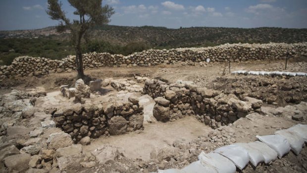 The remains of what is thought to be a royal storeroom, one of two public buildings that were found during archaeological excavation of what is believed to be a palace of King David.