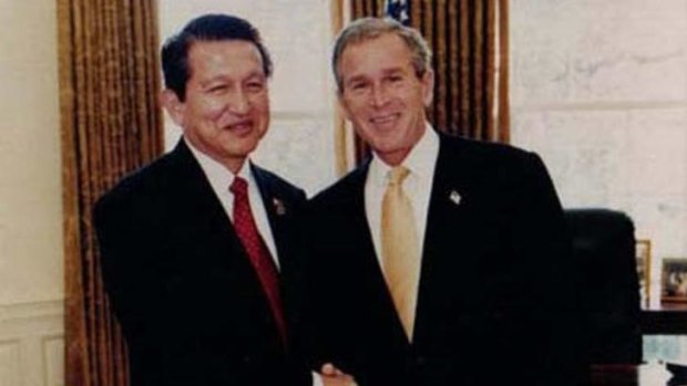 Filippino Congressman Roilo Golez with George W Bush in an undated image.