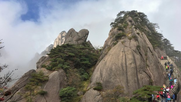 黄山山脉很受游客的欢迎。