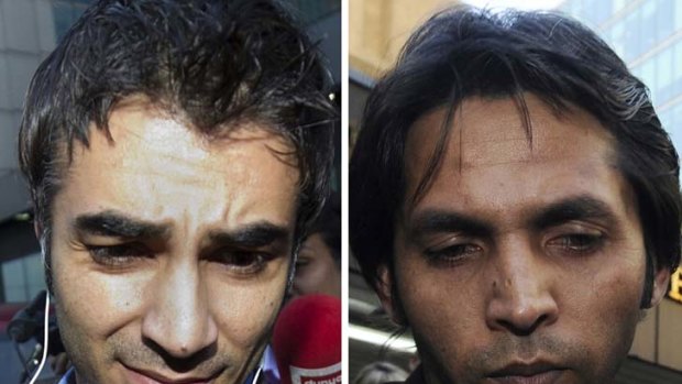 Guilty ... jailed Pakistani cricketers Mohammad Amir and Mohammad Asif.
