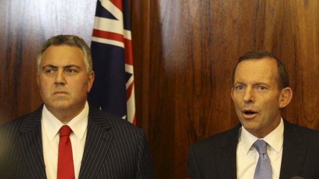 Flaky ... in supporting Joe Hockey's statement, Tony Abbott, right, is setting the Coalition up for attack.