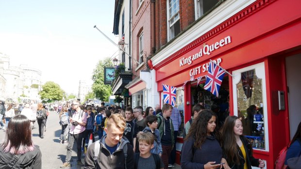 Crowds on the hunt for royal wedding souvenirs.