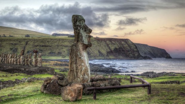 The enigmatic statues on Easter Island.