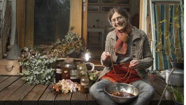 Textile artist, weaver and sculptor ilka White makes her own dyes from plants from nearby Merri Creek in Northcote.