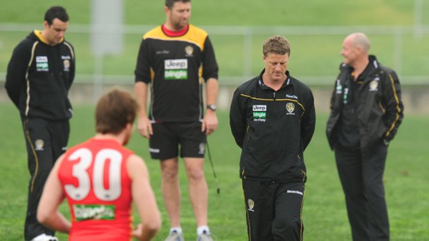 Not backing down: Richmond coach Damien Hardwick at training today.