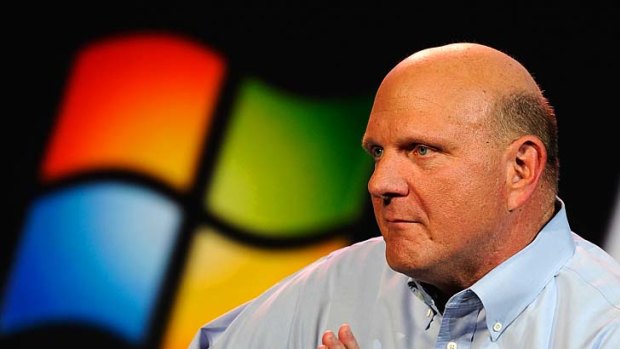 So long, farewell ... Microsoft chief executive Steve Ballmer delivers his final keynote address at the 2012 International Consumer Electronics Show in Las Vegas.