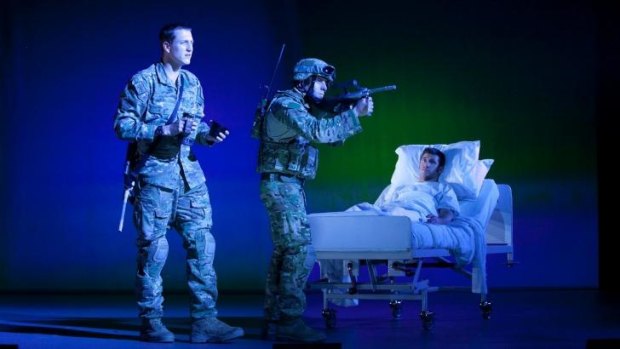James Duncan, Patrick Hayes and Gary Wilson in Sydney Theatre Company and the Australian Defence Force's The Long Way Home.
