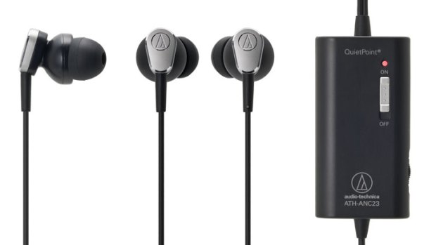 Audio-Technica ATH-ANC23 QuietPoint noise-cancelling earbuds.