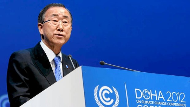 UN Chief Ban Ki-moon at Doha.
