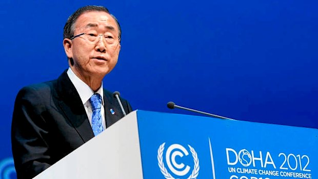 UN Chief Ban Ki-moon at Doha.