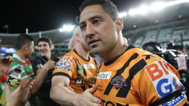 Not so fast: Benji Marshall’s last home game for the Tigers was a mere eight months ago.