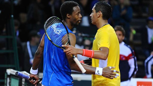 Outplayed: Frenchman Gael Monfils after beating Nick Kyrgios.