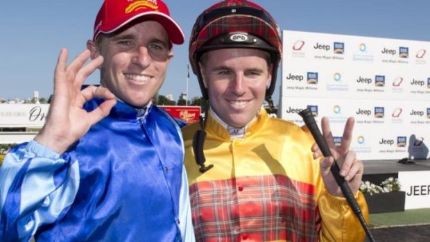 Jockey Nathan Berry and his twin brother Tommy.