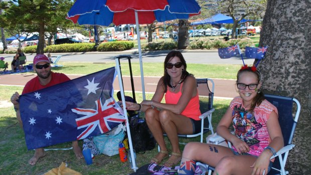 Jonah Roux his wife Monique and their daughter Cayleigh claim their spot for Australia Day