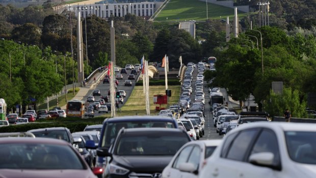 The Parkes Way closure led to heavy traffic on Commonwealth Avenue on Tuesday evening.